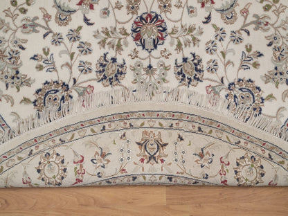 Nain hand-knotted wool/silk rug in Ivory, 6'6" x 6'6", SKU O092757 (view 3)