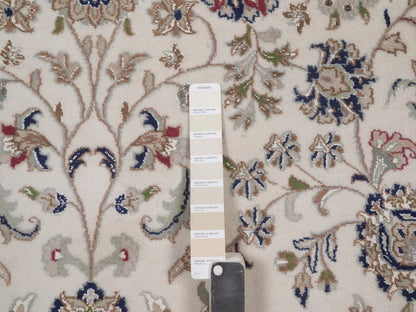 Nain hand-knotted wool/silk rug in Ivory, 6'6" x 6'6", SKU O092757 (view 4)