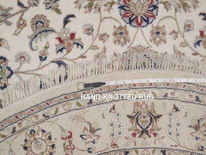 Nain hand-knotted wool/silk rug in Ivory, 6'6" x 6'6", SKU O092757 (view 8)
