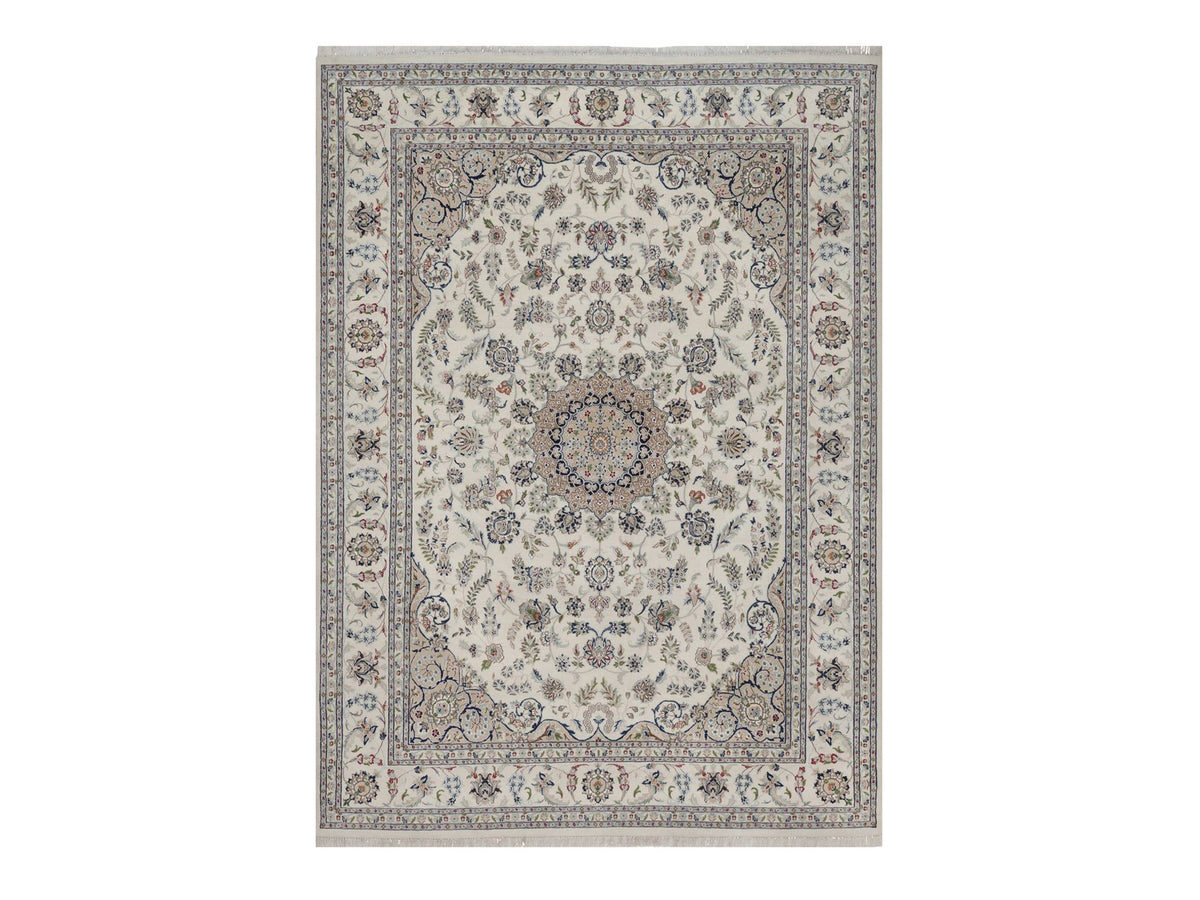 Nain hand-knotted wool/silk rug in Ivory, 8'9" x 12'1", SKU O092758