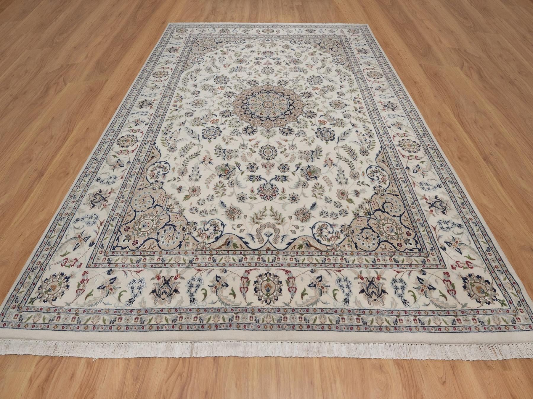 Nain hand-knotted wool/silk rug in Ivory, 8'9" x 12'1", SKU O092758 (view 2)
