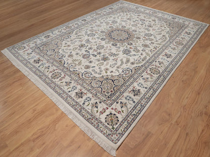 Nain hand-knotted wool/silk rug in Ivory, 8'9" x 12'1", SKU O092758 (view 3)