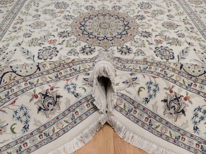 Nain hand-knotted wool/silk rug in Ivory, 8'9" x 12'1", SKU O092758 (view 5)