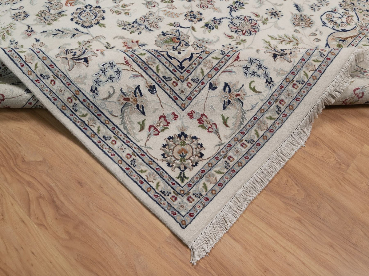Nain hand-knotted wool/silk rug in Ivory, 8'9" x 12'1", SKU O092758 (view 6)