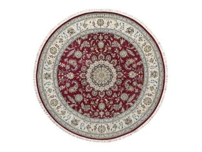Nain hand-knotted wool/silk rug in Red, 8' x 8', SKU O092759