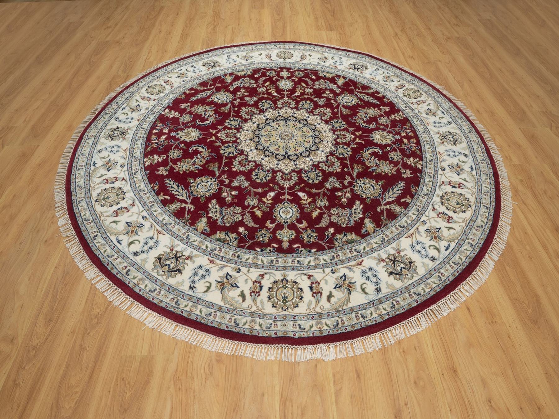 Nain hand-knotted wool/silk rug in Red, 8' x 8', SKU O092759 (view 2)