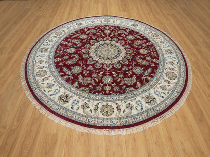 Nain hand-knotted wool/silk rug in Red, 8' x 8', SKU O092759 (view 2)