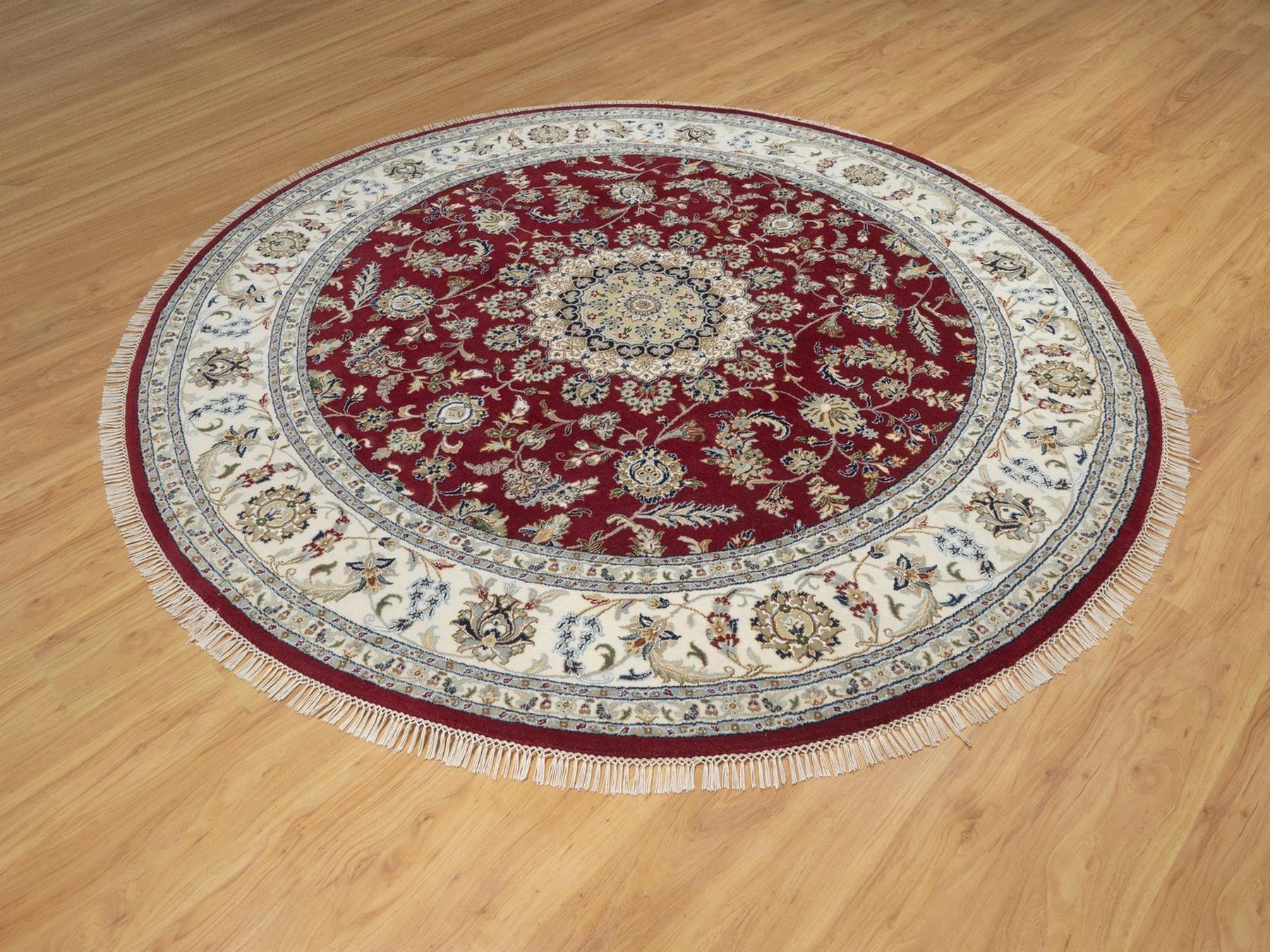 Nain hand-knotted wool/silk rug in Red, 8' x 8', SKU O092759 (view 3)