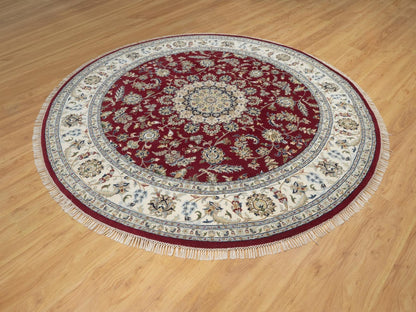 Nain hand-knotted wool/silk rug in Red, 8' x 8', SKU O092759 (view 3)