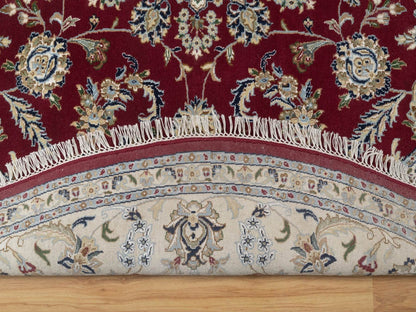 Nain hand-knotted wool/silk rug in Red, 8' x 8', SKU O092759 (view 4)