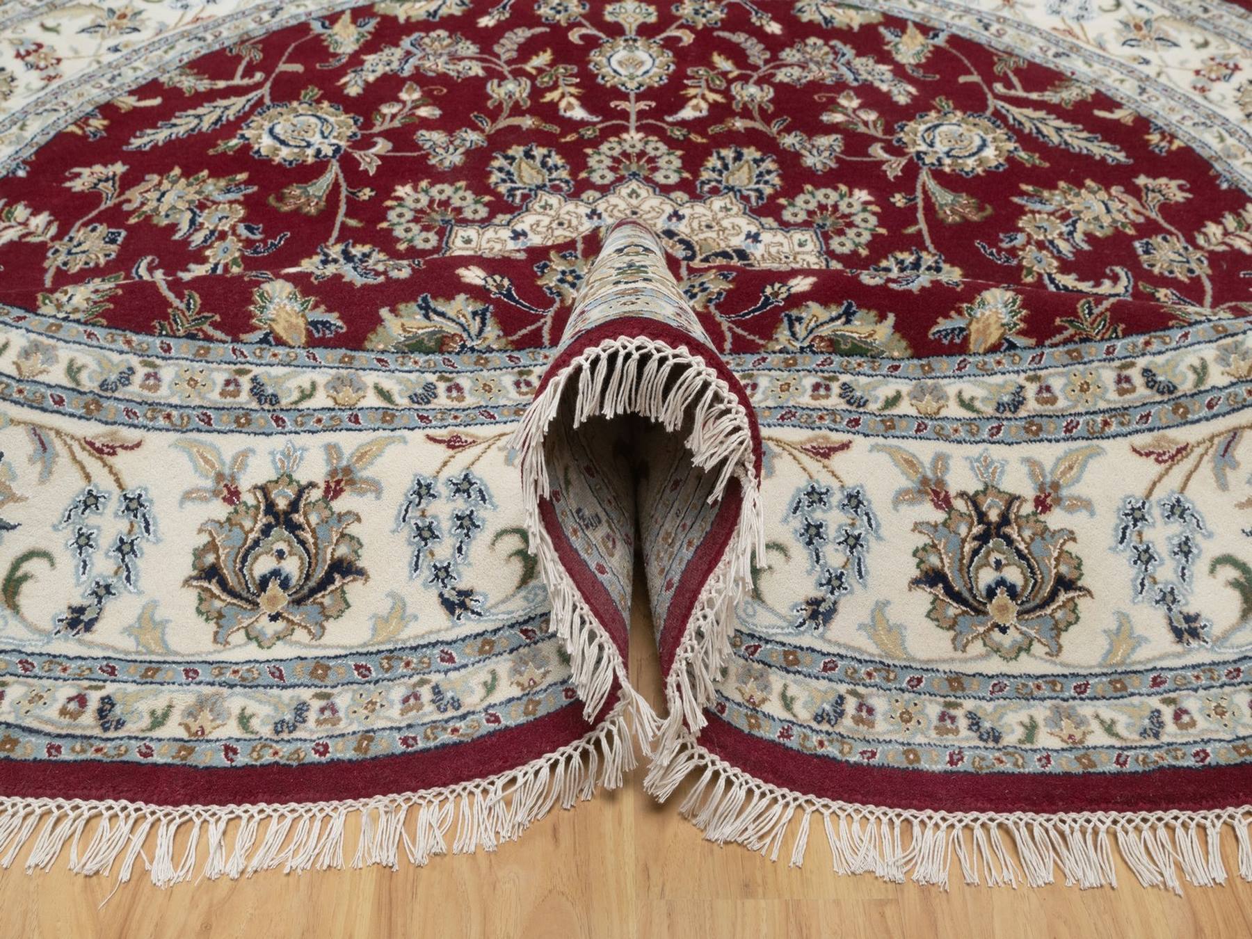 Nain hand-knotted wool/silk rug in Red, 8' x 8', SKU O092759 (view 5)