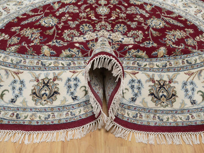 Nain hand-knotted wool/silk rug in Red, 8' x 8', SKU O092759 (view 5)