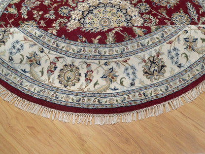 Nain hand-knotted wool/silk rug in Red, 8' x 8', SKU O092759 (view 6)