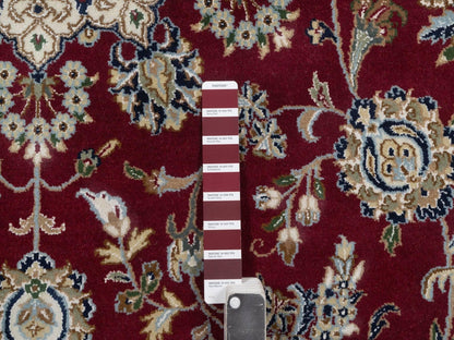 Nain hand-knotted wool/silk rug in Red, 8' x 8', SKU O092759 (view 7)