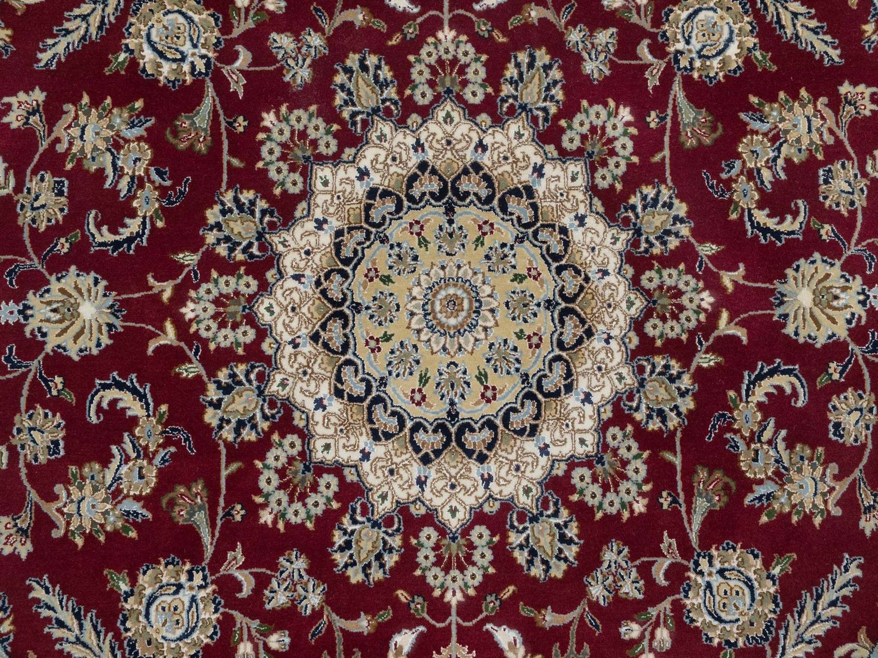 Nain hand-knotted wool/silk rug in Red, 8' x 8', SKU O092759 (view 8)