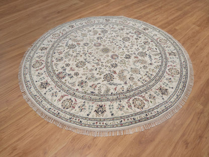 Nain hand-knotted wool/silk rug in Ivory, 8' x 8', SKU O092760 (view 3)