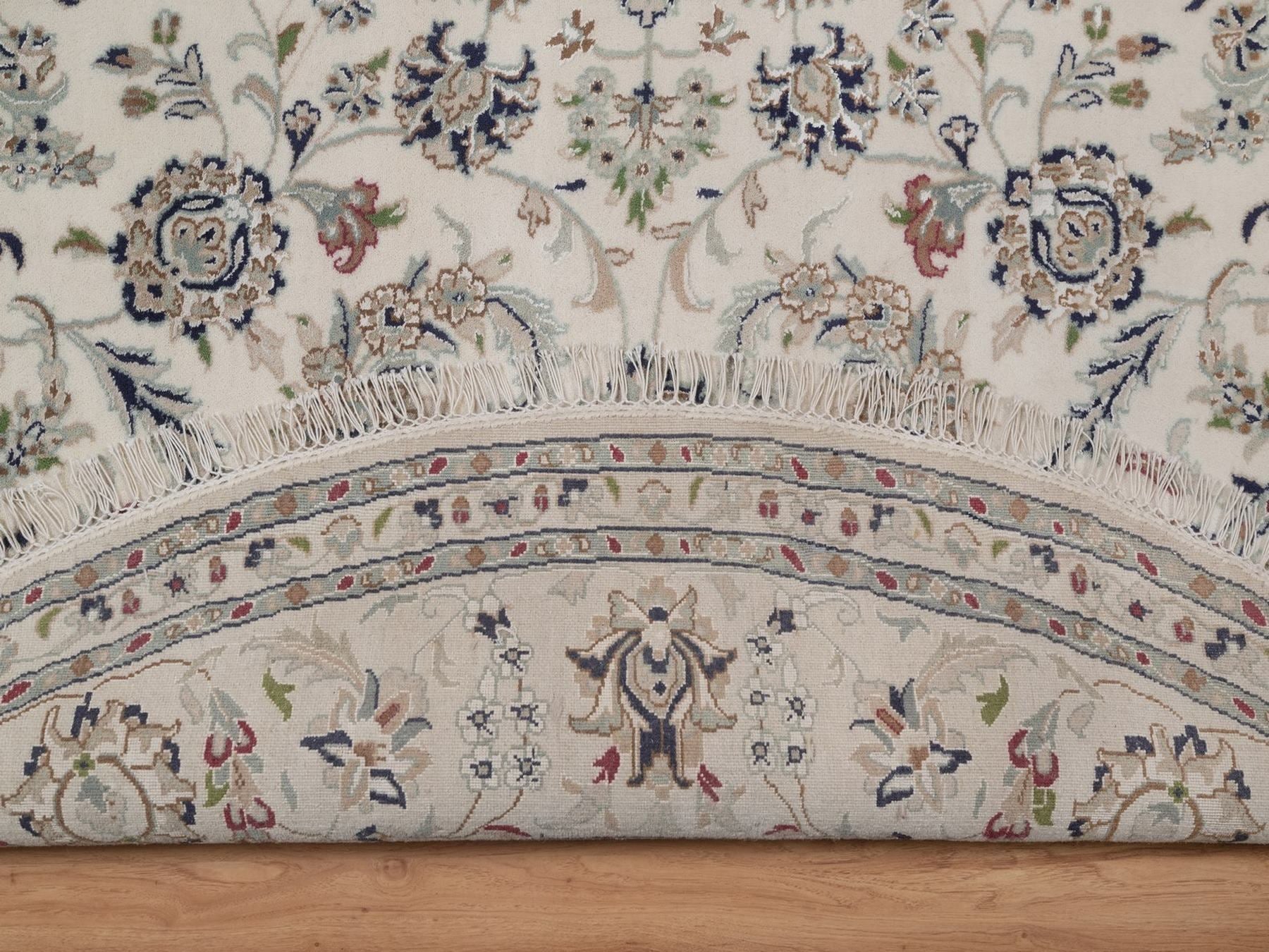 Nain hand-knotted wool/silk rug in Ivory, 8' x 8', SKU O092760 (view 4)