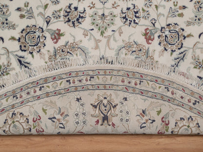 Nain hand-knotted wool/silk rug in Ivory, 8' x 8', SKU O092760 (view 4)