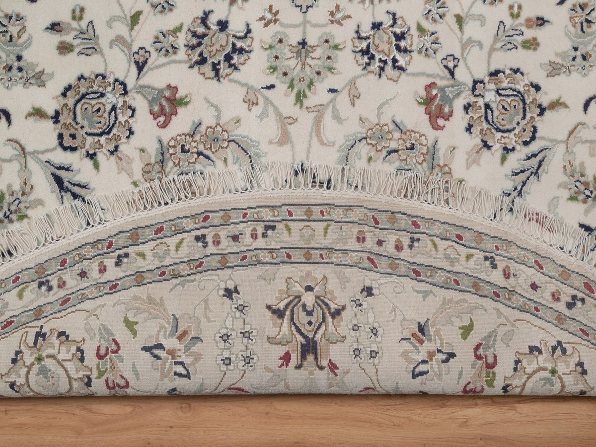Nain hand-knotted wool/silk rug in Ivory, 8' x 8', SKU O092760 (view 4)
