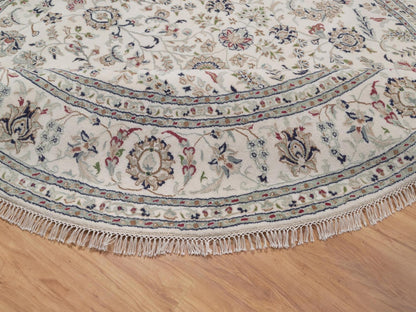 Nain hand-knotted wool/silk rug in Ivory, 8' x 8', SKU O092760 (view 6)