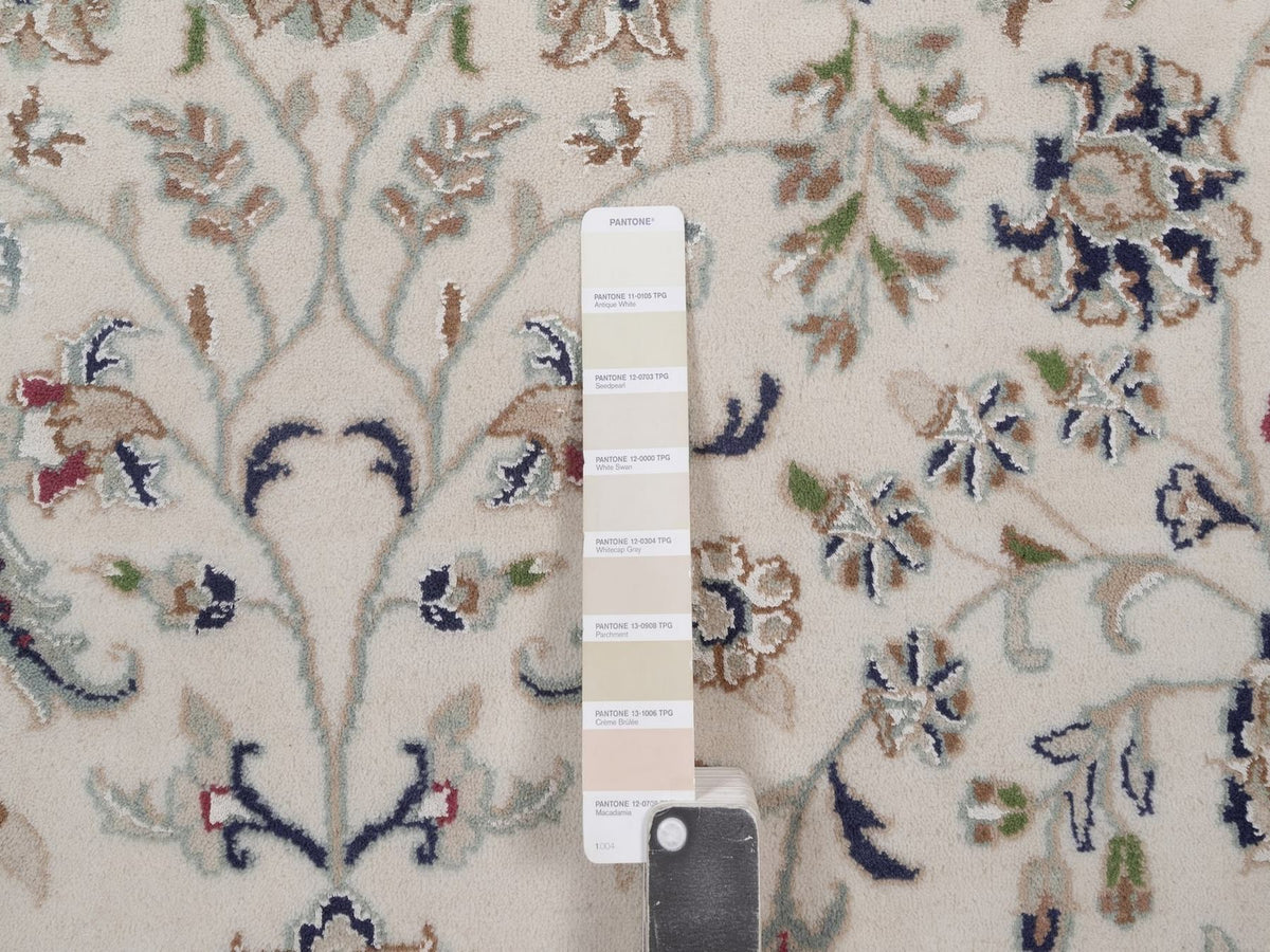 Nain hand-knotted wool/silk rug in Ivory, 8' x 8', SKU O092760 (view 7)