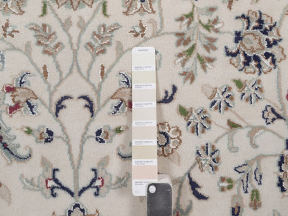 Nain hand-knotted wool/silk rug in Ivory, 8' x 8', SKU O092760 (view 7)