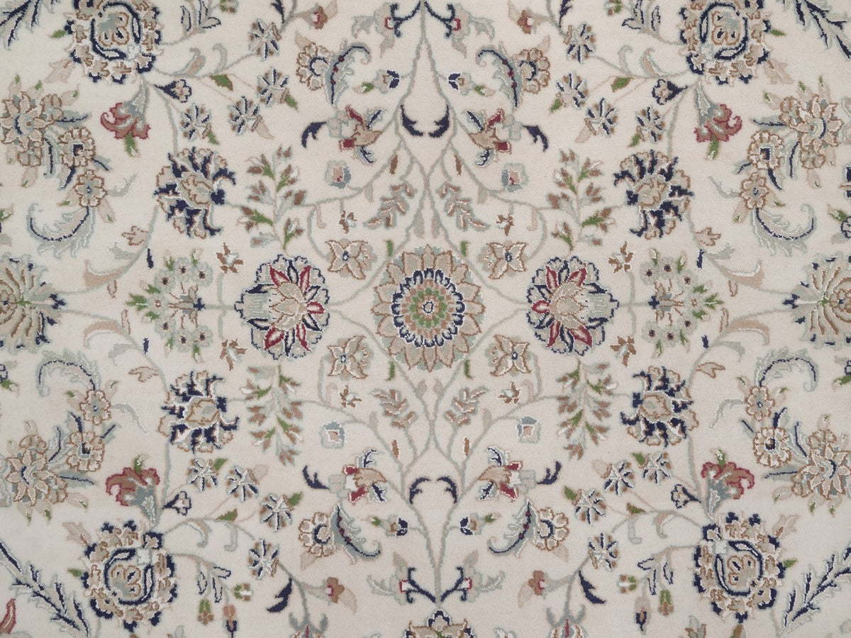 Nain hand-knotted wool/silk rug in Ivory, 8' x 8', SKU O092760 (view 8)