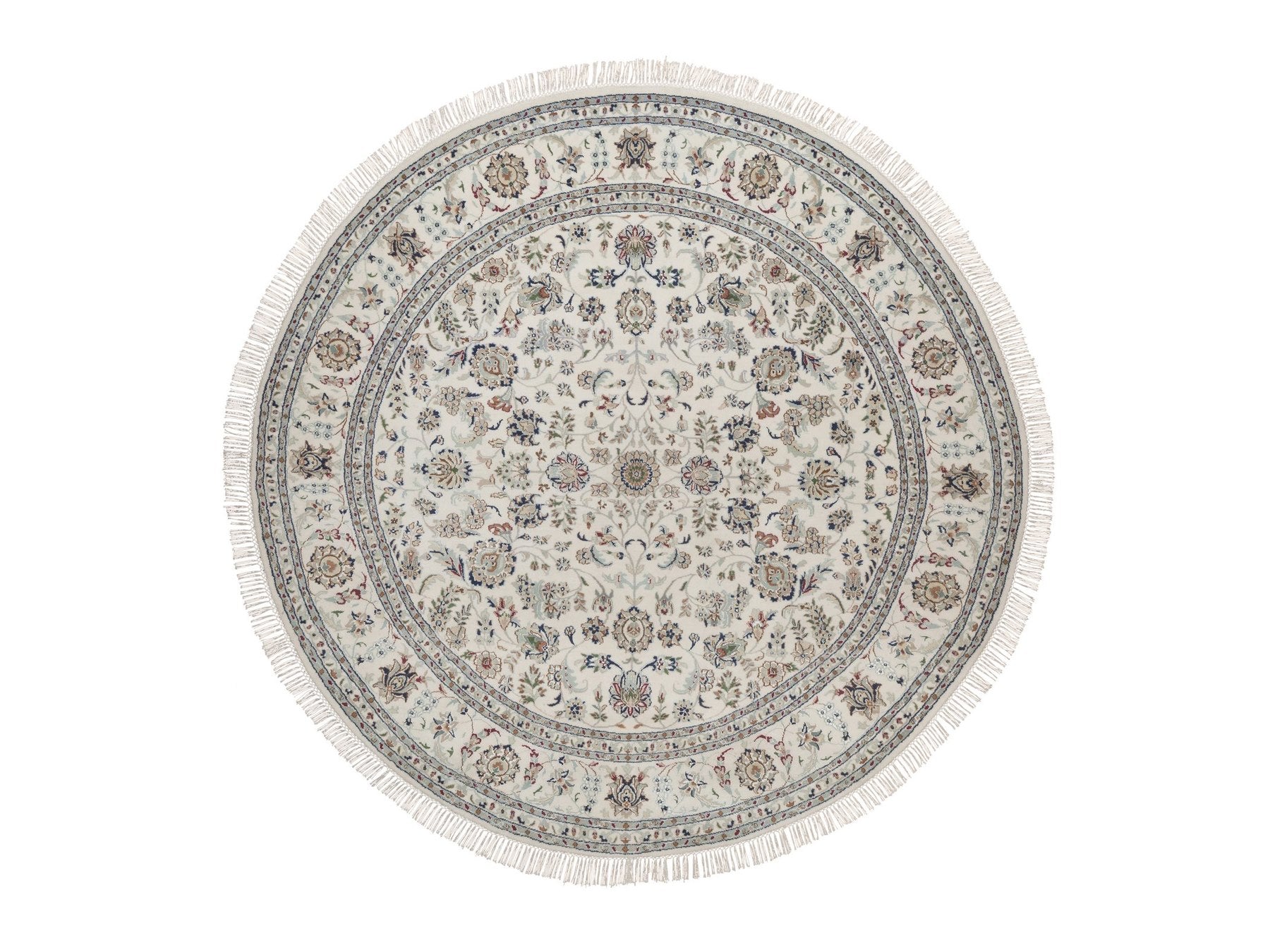 Nain hand-knotted wool/silk rug in Ivory, 7'8" x 7'8", SKU O092761