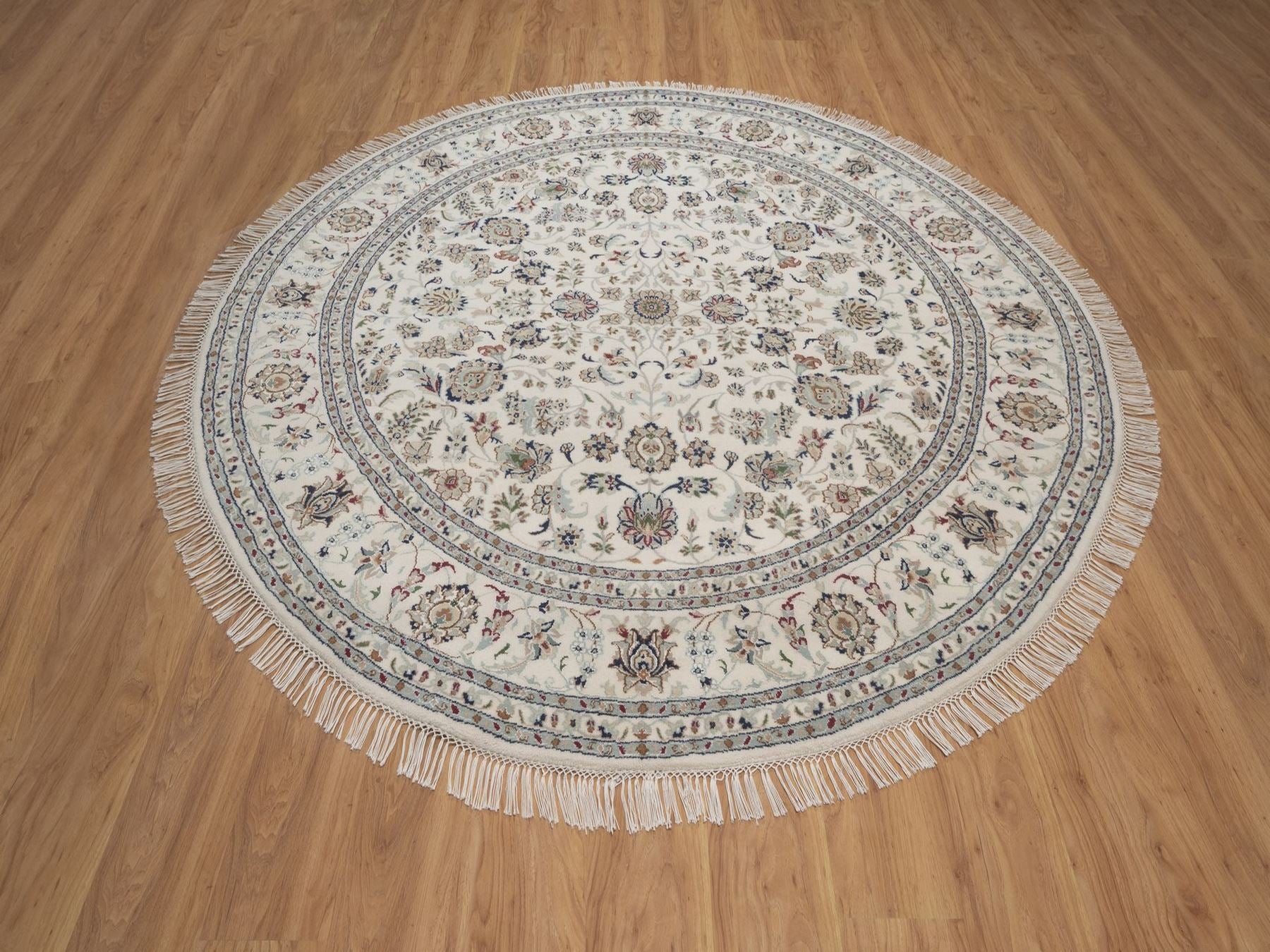 Nain hand-knotted wool/silk rug in Ivory, 7'8" x 7'8", SKU O092761 (view 2)