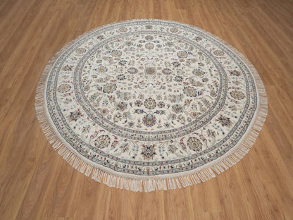 Nain hand-knotted wool/silk rug in Ivory, 7'8" x 7'8", SKU O092761 (view 2)
