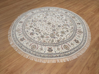 Nain hand-knotted wool/silk rug in Ivory, 7'8" x 7'8", SKU O092761 (view 3)