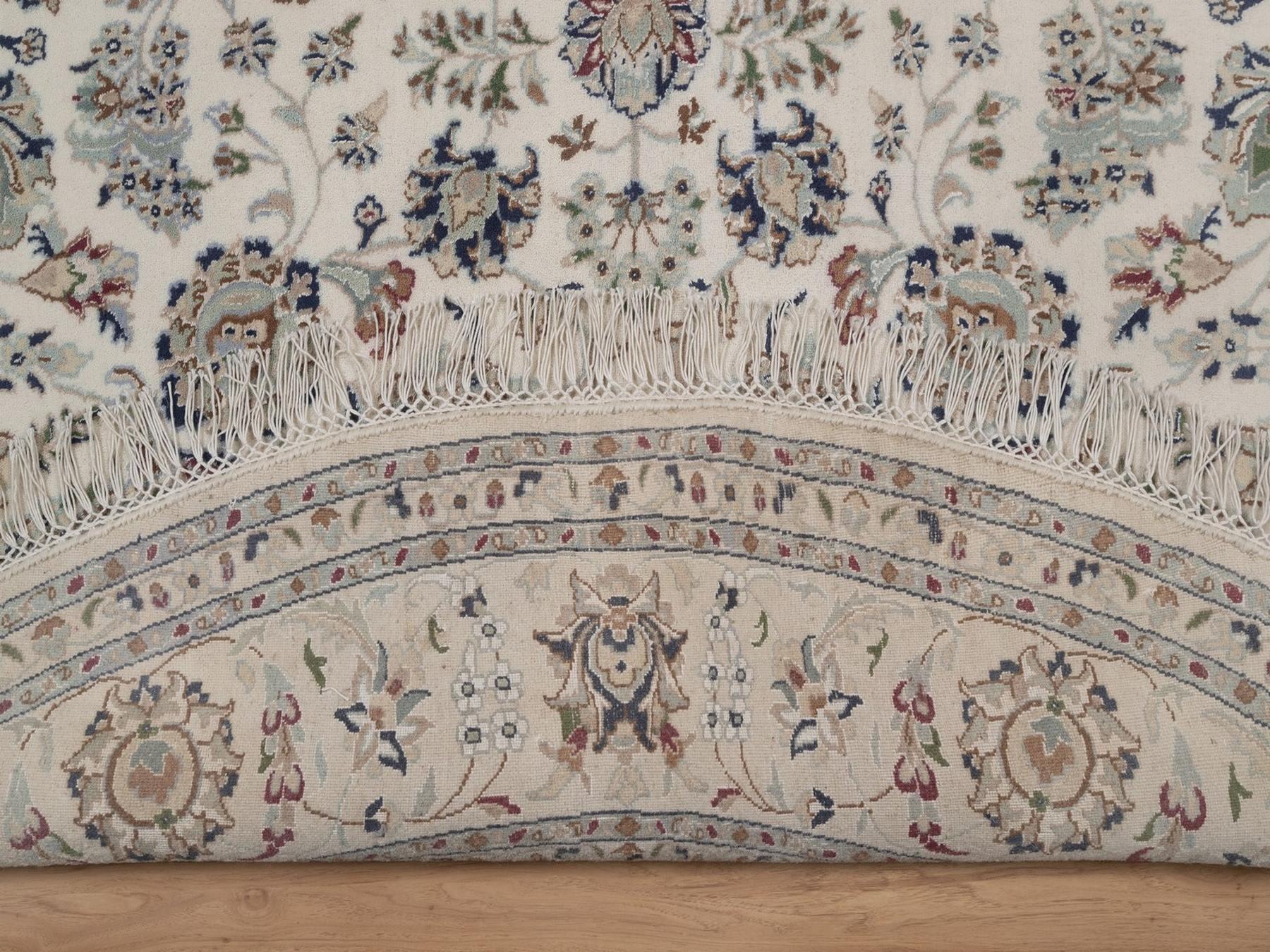 Nain hand-knotted wool/silk rug in Ivory, 7'8" x 7'8", SKU O092761 (view 4)