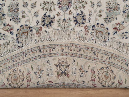 Nain hand-knotted wool/silk rug in Ivory, 7'8" x 7'8", SKU O092761 (view 4)