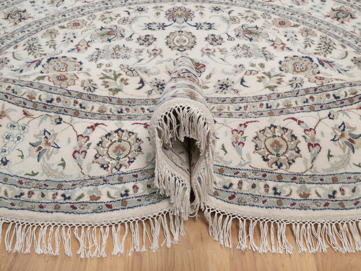 Nain hand-knotted wool/silk rug in Ivory, 7'8" x 7'8", SKU O092761 (view 5)