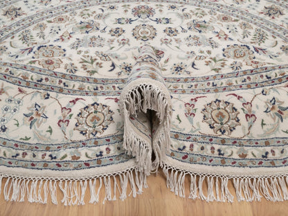 Nain hand-knotted wool/silk rug in Ivory, 7'8" x 7'8", SKU O092761 (view 5)