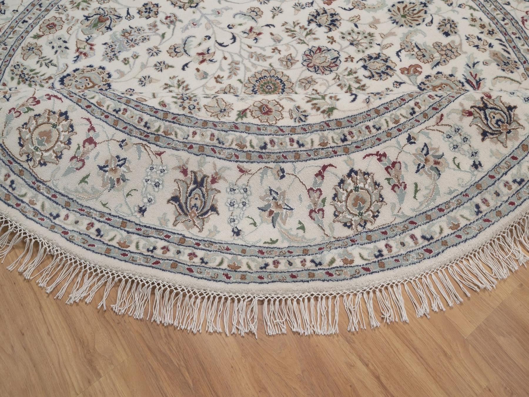 Nain hand-knotted wool/silk rug in Ivory, 7'8" x 7'8", SKU O092761 (view 6)