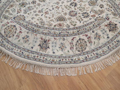 Nain hand-knotted wool/silk rug in Ivory, 7'8" x 7'8", SKU O092761 (view 6)