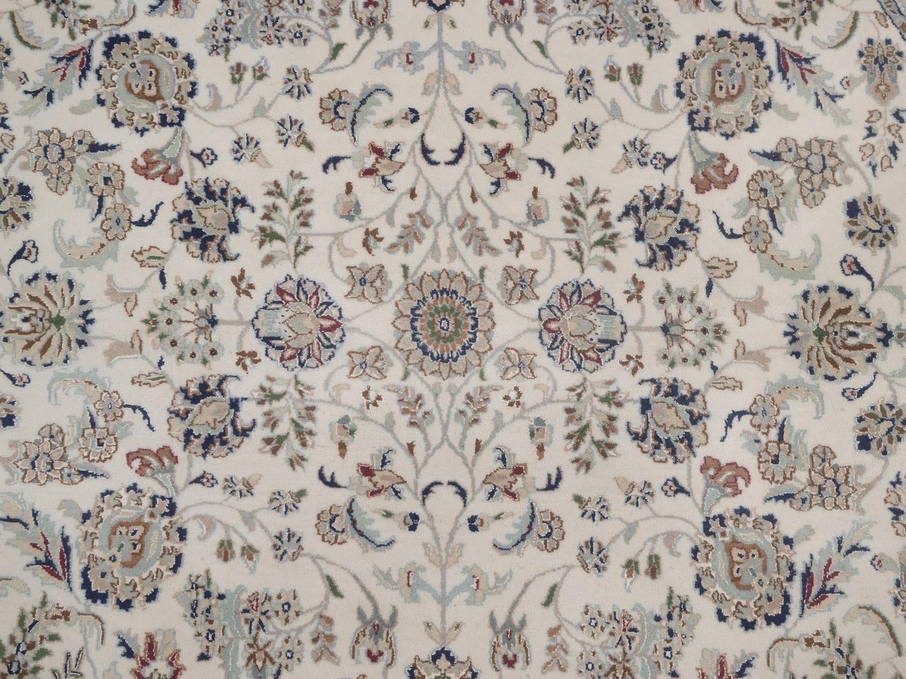 Nain hand-knotted wool/silk rug in Ivory, 7'8" x 7'8", SKU O092761 (view 8)