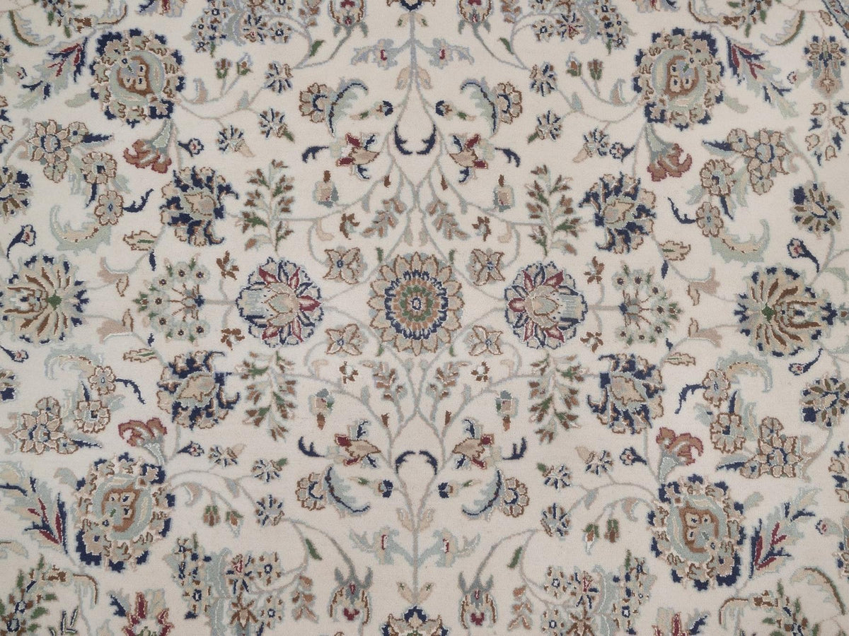 Nain hand-knotted wool/silk rug in Ivory, 7'8" x 7'8", SKU O092761 (view 8)