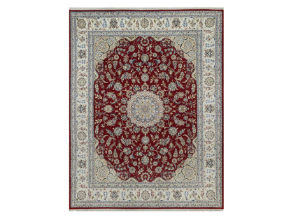 Nain hand-knotted wool/silk rug in Red, 7'10" x 10'1", SKU O092762