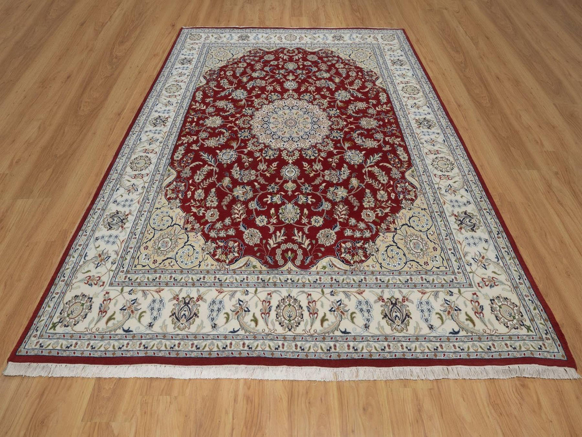 Nain hand-knotted wool/silk rug in Red, 7'10" x 10'1", SKU O092762 (view 2)