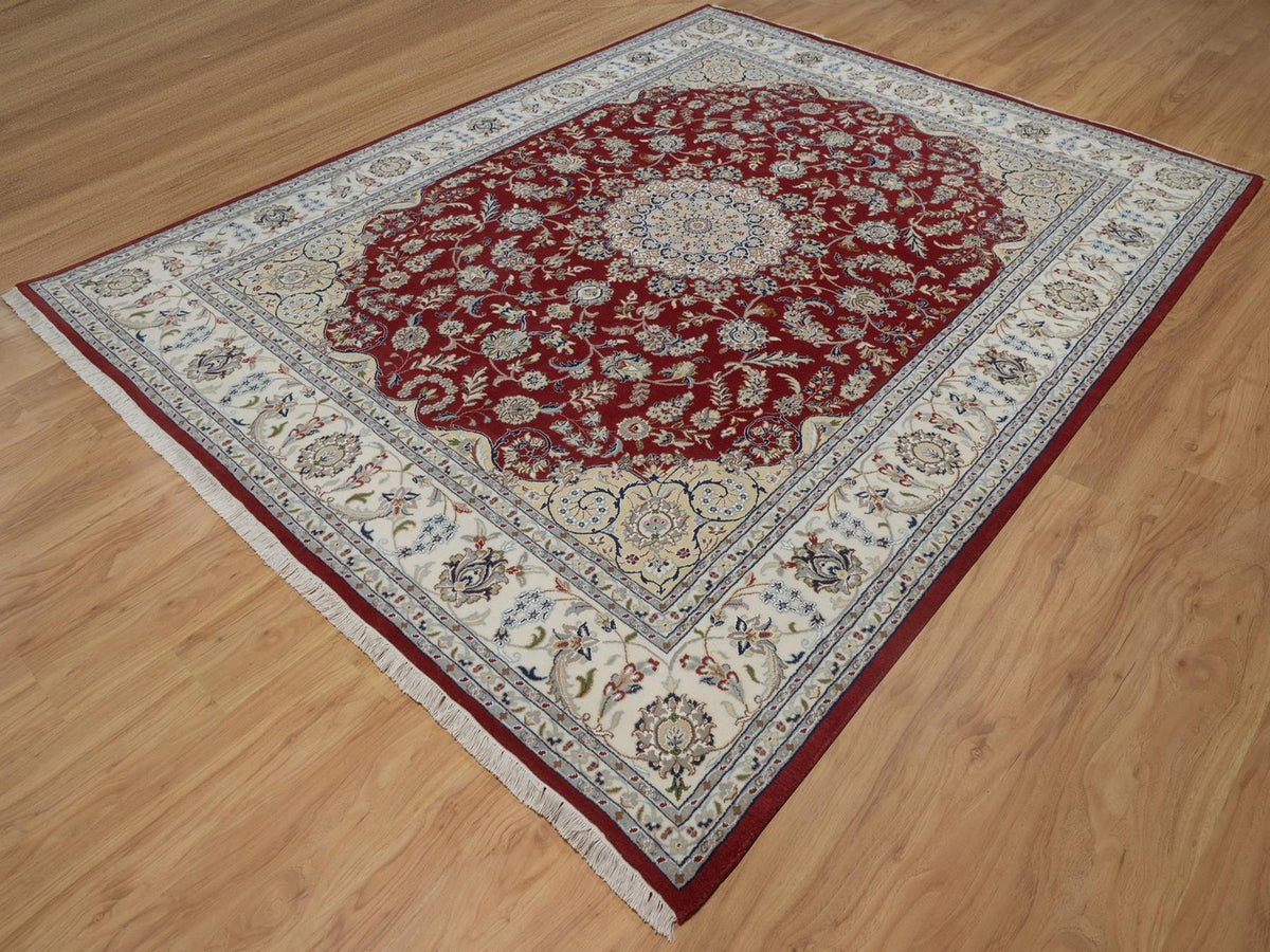 Nain hand-knotted wool/silk rug in Red, 7'10" x 10'1", SKU O092762 (view 3)