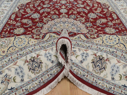 Nain hand-knotted wool/silk rug in Red, 7'10" x 10'1", SKU O092762 (view 5)