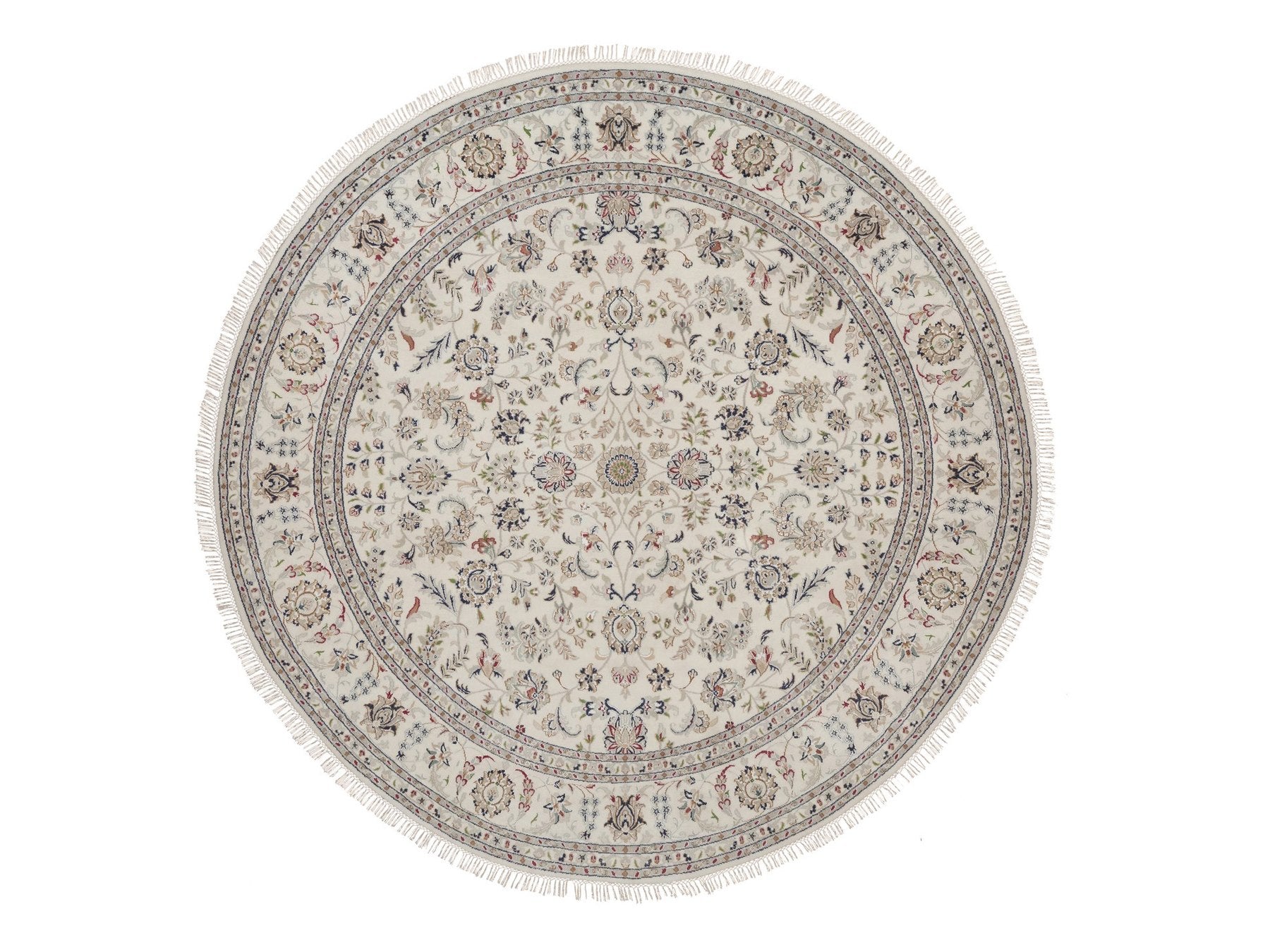 Nain hand-knotted wool/silk rug in Ivory, 8'2" x 8'2", SKU O092763