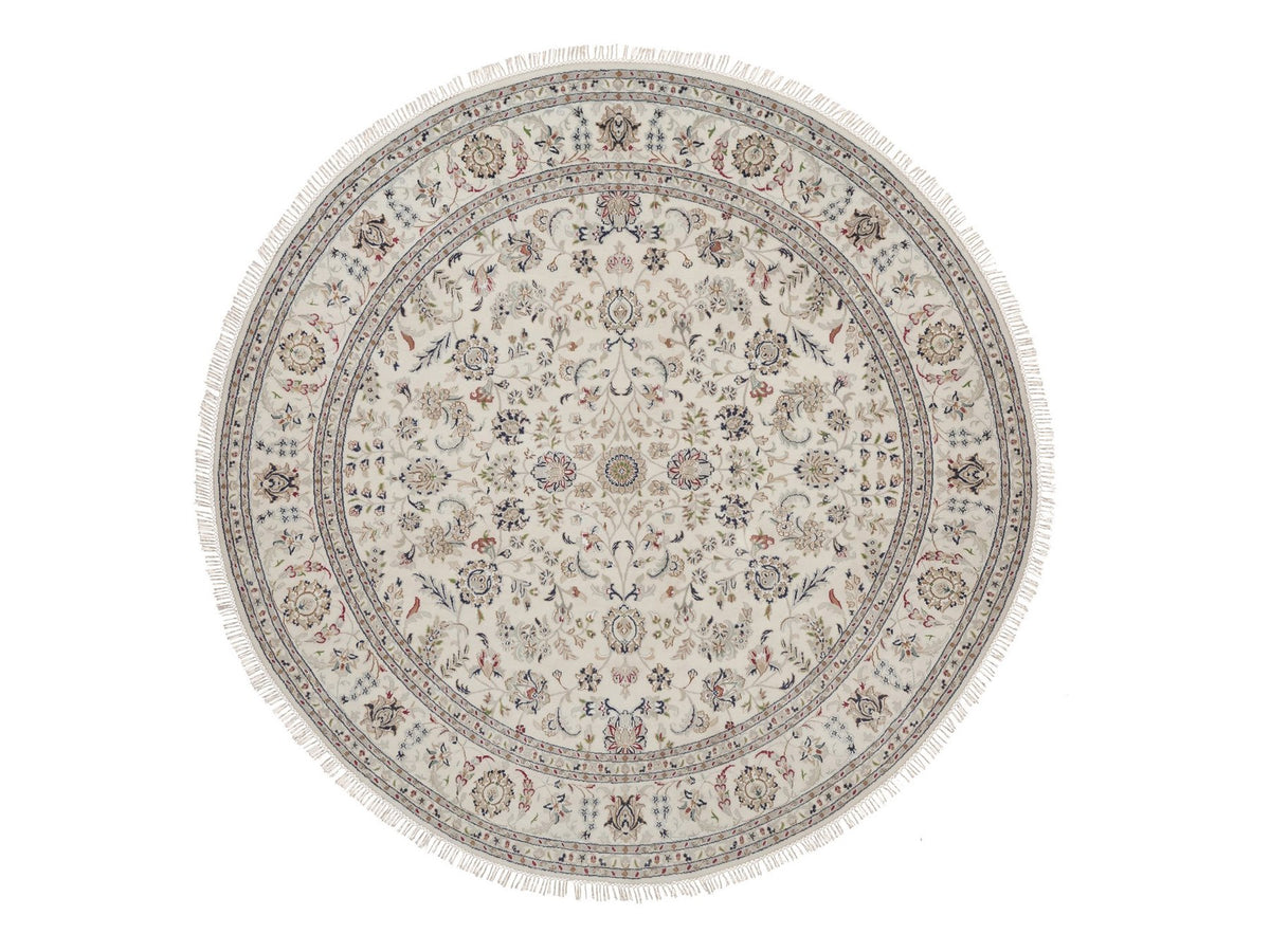 Nain hand-knotted wool/silk rug in Ivory, 8'2" x 8'2", SKU O092763