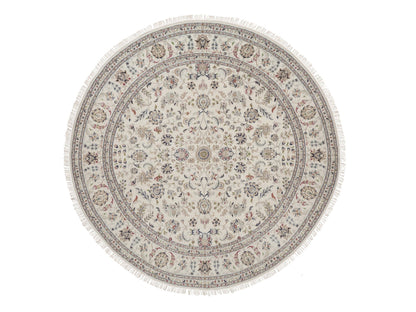 Nain hand-knotted wool/silk rug in Ivory, 8'2" x 8'2", SKU O092763
