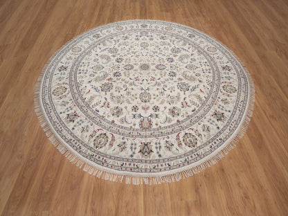 Nain hand-knotted wool/silk rug in Ivory, 8'2" x 8'2", SKU O092763 (view 2)