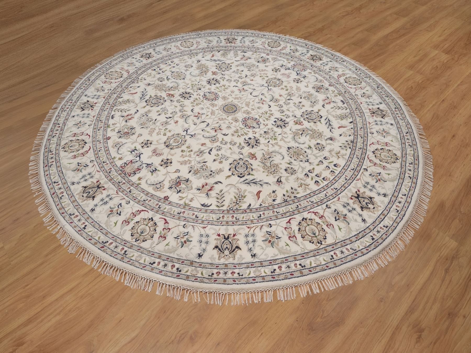 Nain hand-knotted wool/silk rug in Ivory, 8'2" x 8'2", SKU O092763 (view 3)