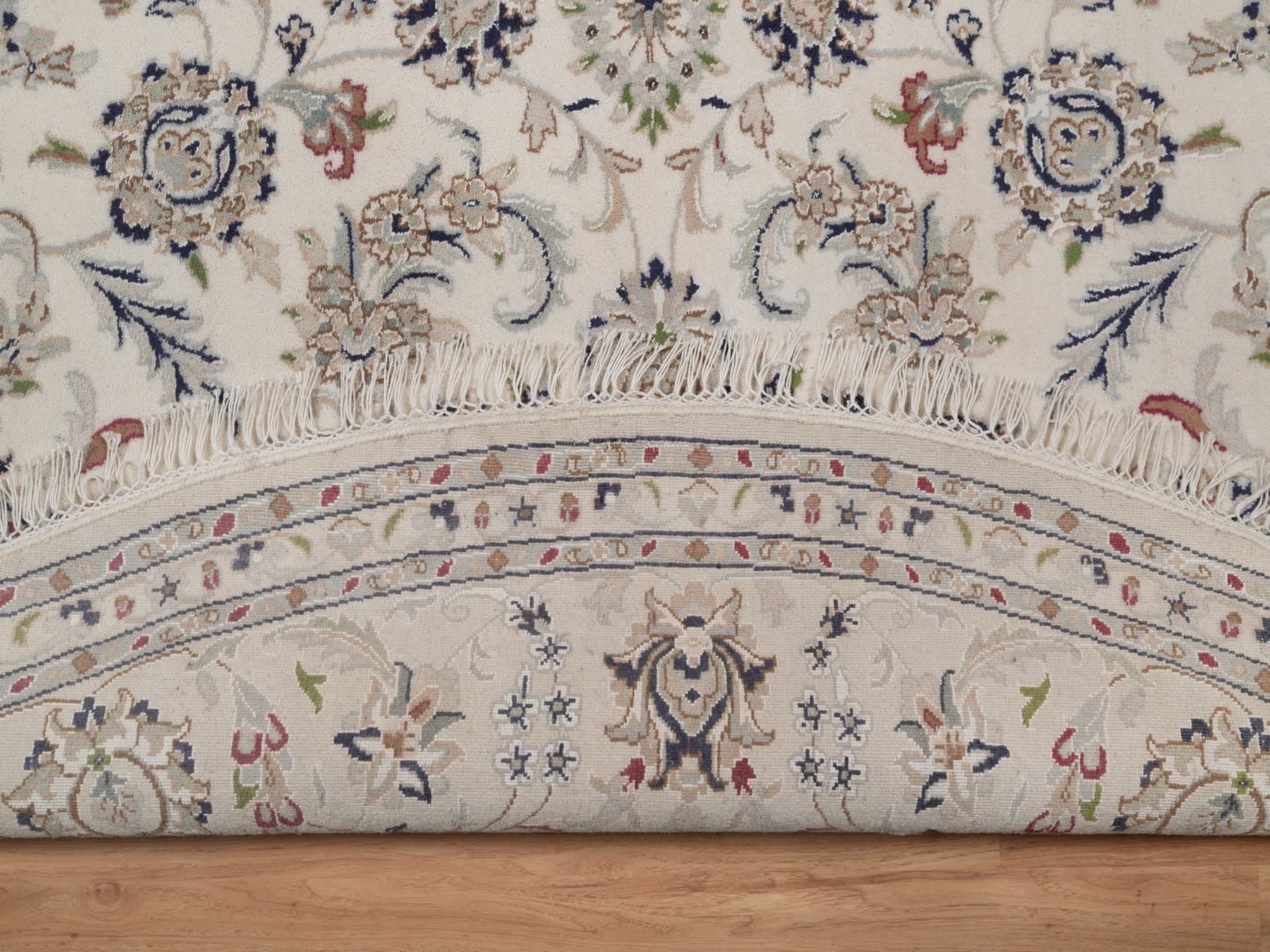 Nain hand-knotted wool/silk rug in Ivory, 8'2" x 8'2", SKU O092763 (view 4)