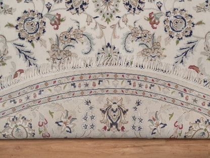 Nain hand-knotted wool/silk rug in Ivory, 8'2" x 8'2", SKU O092763 (view 4)